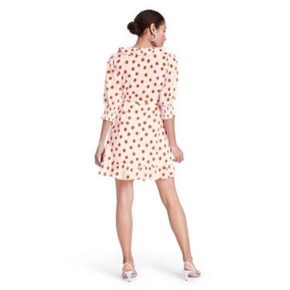 Rixo womens Polka Dot Puff Sleeve Ruffle Wrap Dress size XS - Picture 7 of 13